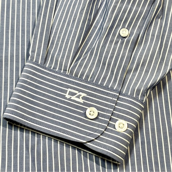 Cutter & Buck Men's Button Down Shirt 3XB Blue white stripe - Picture 3 of 8